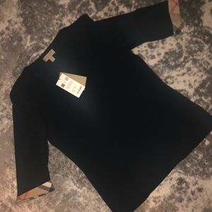 NEW BURBERRY 3/4 SLEEVE SHIRT SIZE LARGE NAVY BLUE